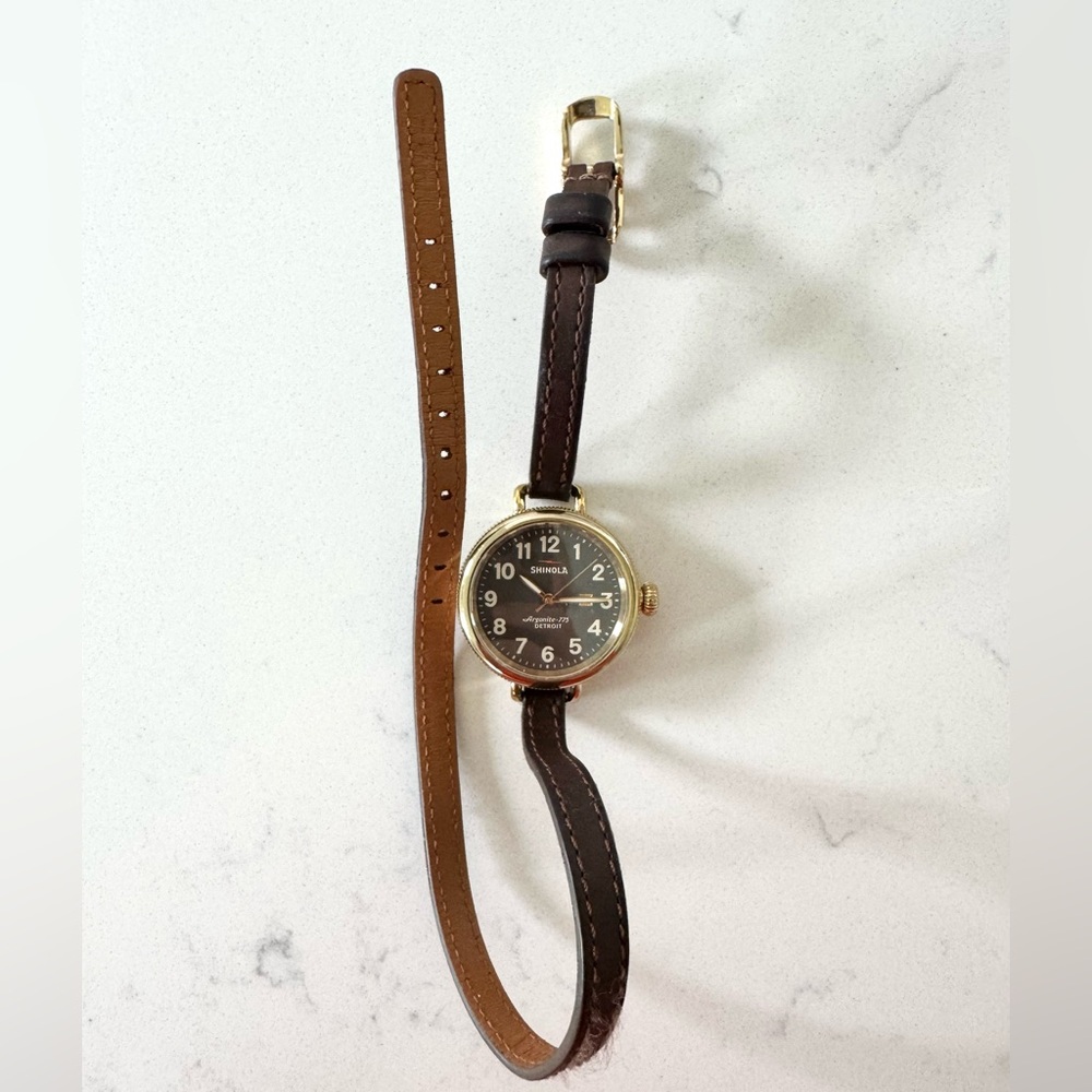 Shinola Watch with Dark Brown Strap